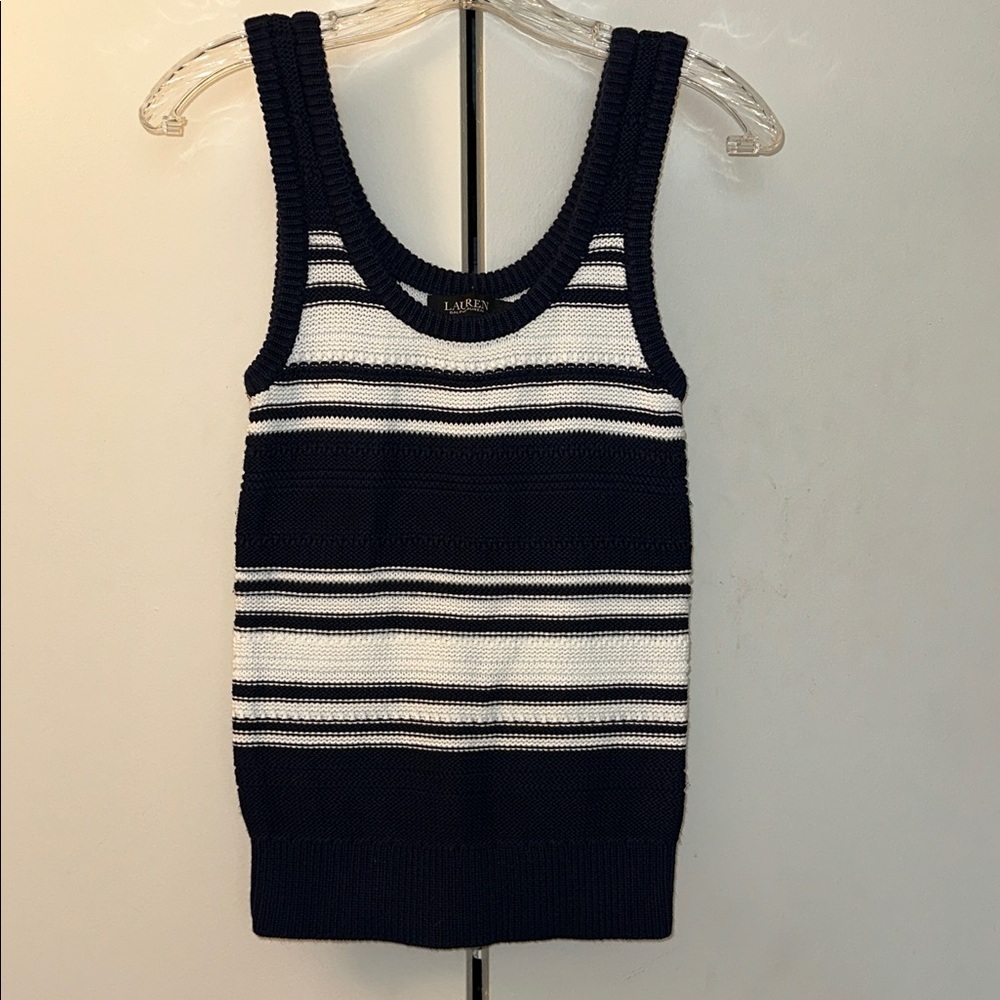 Lauren by Ralph Lauren knit navy/white top
